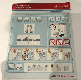 Air Canada Airbus A321 Safety Card