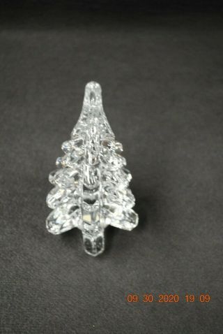 Clear Crystal Art Glass 4 - 1/4 " Tall Christmas Tree Figurine