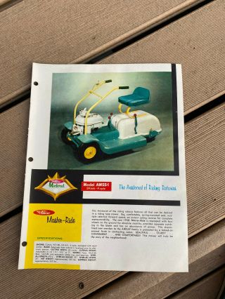 Aircap Mastercut 1958 Lawn Mower Sales Brochure Advertising Vintage Riding Mower