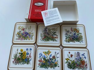 Vintage Pimpernel Six Traditional Coasters North American Wild Flowers
