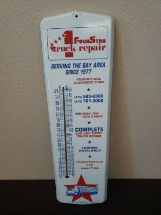 Vintage 4 Four Star Truck Repair Outdoor Indoor Thermometer California