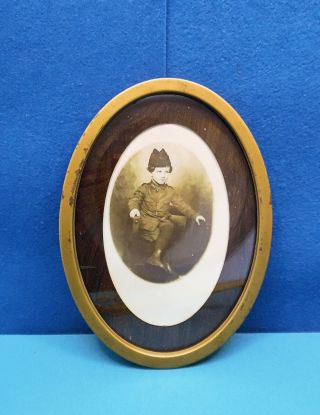 Antique/vintage Framed Photo Of Young Boy In Military Uniform