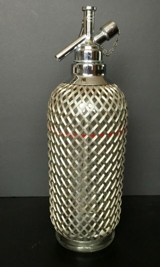 Vintage Sparklets Seltzer Bottle Soda Siphon Mesh Wrapped Made In England
