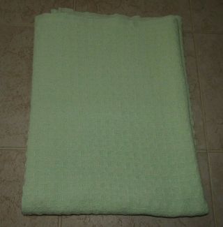 Green Baby Blanket Vintage 100 Cotton Usa Thermal Knit 50x34 Rn 62027