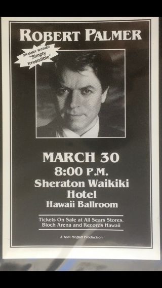 Robert Palmer 1989 Vintage Hawaii Concert Poster