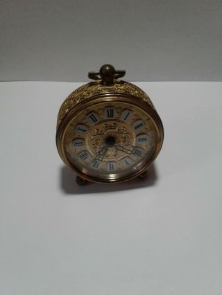 Vintage Blessing Mechanical Alarm Clock Brass | Filigree Surround | W.  Germany