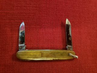 Vintage Colonial Prov Ri Usa Stainless Steel 2 Blade Pocket Knife With Fob Hook