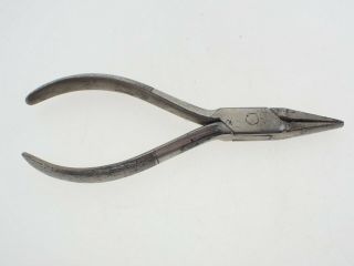 Vintage Lindstrom 566 Watchmakers Ergonomic Pliers Broad Flat Nose Tool Good Use