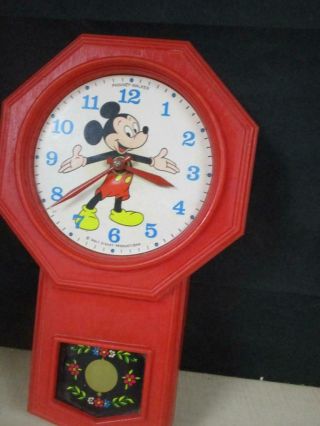 Vintage Phinney Walker Walt Disney Mickey Mouse Red Plastic Electric Wall Clock