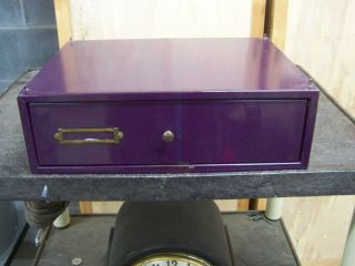 Vintage Empty Metal 1 Single Drawer Watchmaker Cabinet Storage Parts Purple 4