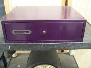 Vintage Empty Metal 1 Single Drawer Watchmaker Cabinet Storage Parts Purple 3
