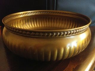 Vintage Fluted Brass Footed Bowl Pot Planter 10 " Diameter X 3 3/4 " Height