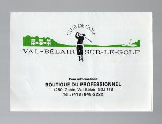 Vintage Scorecard Club De Golf Val - Belair Sur - Le - Golf Quebec