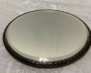 Biggins - Rodgers Silverplate Plateau Mirror Tray Vintage Usa Round Beveled Footed