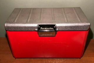 Vintage Retro Poloron Thermaster Red Metal Cooler W Tray 1940 