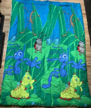 Vtg 1998 Disney Pixar A Bugs Life Quilted Comforter Twin Blanket 90s