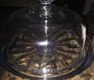 Vintage Wexford Anchor Hocking Clear Glass Cake Plate Org Clear Dome Punch Bowl
