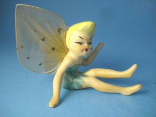 Vintage Fairy Figurine With Net Wings Made In Japan Tinker Bell Lookalike
