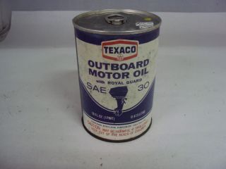 Vintage Advertising Texaco One Quart Outboard Oil Can Full 16oz X - 582