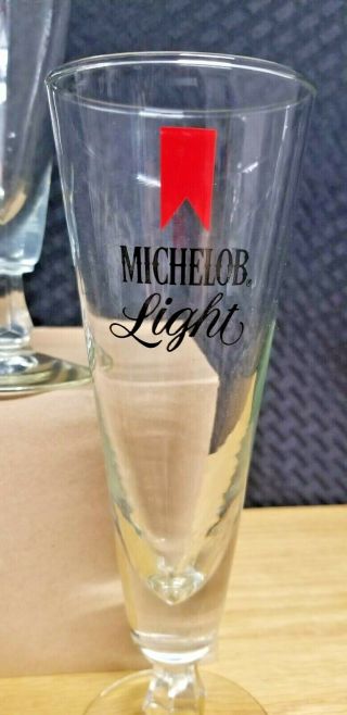 Michelob Light Beer Vintage Glasses Clear Glass 8 1/2 