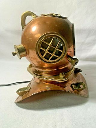 Vintage Copper Brass Nautical Deep Sea Diving Helmet Lamp