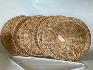 Set Of 8 Wicker Rattan Plate Holder Picnic Bbq Vintage 9.  75 " For 9 " Plates