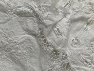 Vintage Style Battenburg Lace Shower Curtain Pure Cotton White 2
