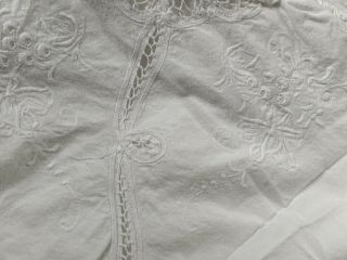 Vintage Style Battenburg Lace Shower Curtain Pure Cotton White 3