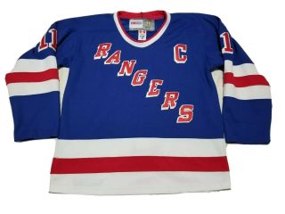 York Rangers Vintage Hockey Jersey Mark Messier Ccm Size 48 Fight Strap Sewn