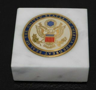 The Great Seal Of The Usa Presidential Paperweight Vintage Marble And Metal