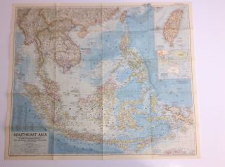 1955 Vintage National Geographic Map Of Southeast Asia 29 " X34 " Vol.  Cviii No.  3