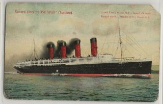 Passenger Ocean Liner Lusitania,  Cunard Line,  Vintage Postcard C.  1910