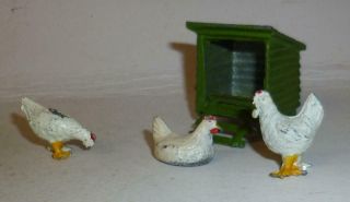 Fgt Vintage Lead Farm / Garden Hen Coop With Chickens From The 1940/50s