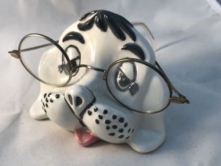 Adorable Vintage Eye Glasses Holder White Ceramic Dog Puppy Face