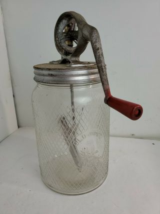 Vintage Dazey Butter Churn W/ Old Judge Coffee Glass Jar 3o