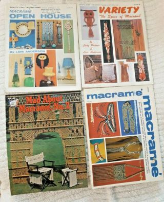 4 Vintage Macrame Books - Easy To Follow Direction - All Different Titles