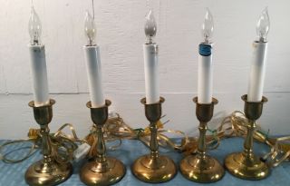 Vintage 5 Christmas Electric Brass Base Window Candles/lamps On / Off Switch