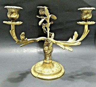 Vintage Ornate Brass Candelabra Unique Taper Candle Holder 10 " X 11 "