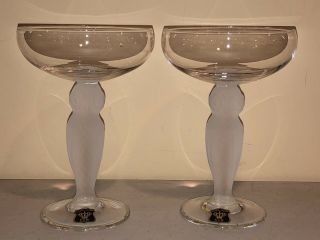 2 Vintage Bayel Rare Owl Champagne Glasses French With Tag