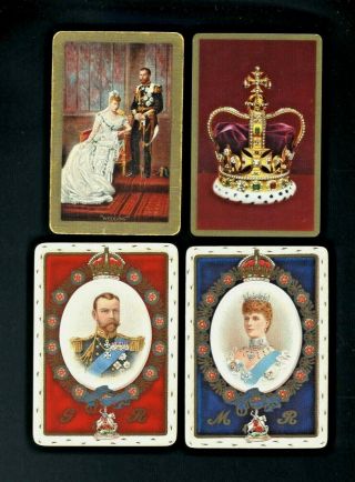 4 Vintage Listed Playing Cards Royalty Portrait Of Queen Mary And King George V