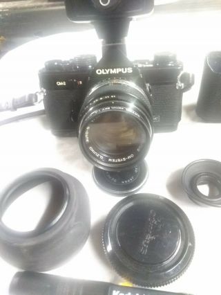 Vintage Olympus Om - 2 Camera W/50mm 1:1.  4 Auto - S G.  Zuiko & Accessories