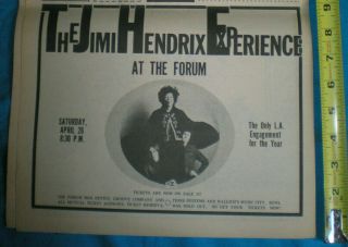 The Jimi Hendrix Experience Vintage 1969 Inglewood Forum L.  A.  Concert Promo Ad
