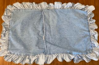 Vintage RALPH LAUREN WINDWARD King Size Pillow Sham Ruffled Edge Blue Jean Denim 3