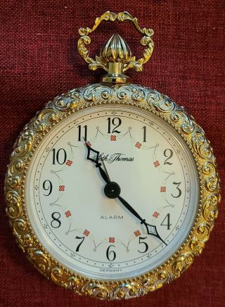Vintage German Seth Thomas Pocket Watch Shaped Desk Alarm Clock