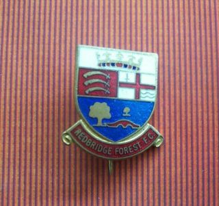 Vtg,  Football Badge - Redbridge Forest.  F.  C.  1989.  (dagenham & Redbridge Interest.