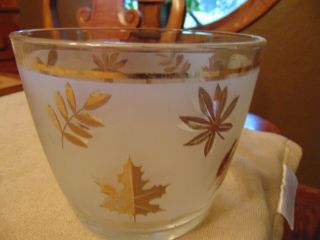 Vintage Retro Gold Leaf Frosted Glass Ice Bucket
