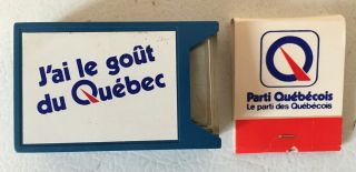 2 Vintage 1970’s Parti Québécois Items - Allumettes Lighter Matches Matchbox Pq