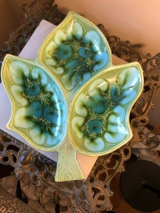 Vintage Treasure Craft Leaf Trinket Dish Ashtray Green