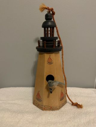 Vintage Wooden Lighthouse Birdhouse