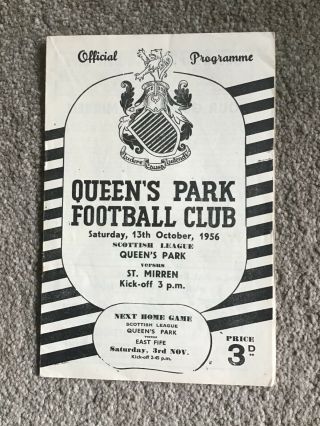 Vintage 1956/57 Queens Park V St Mirren Football Programme